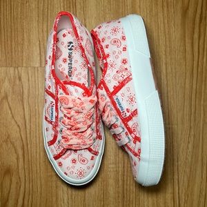 Superga Shoes | Superga Bandana Paisley Sneaker -Nwt | Color: Pink/Red